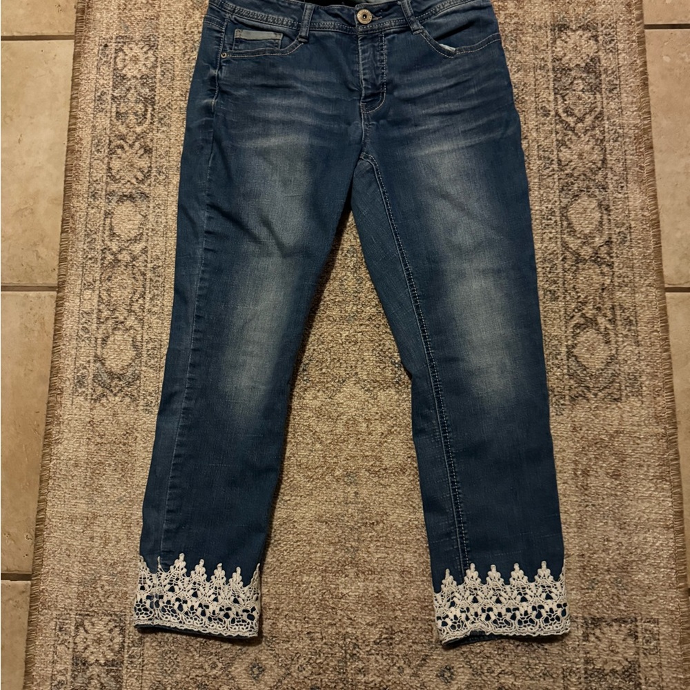 Stitch Star Blue Jeans with Lace Hem